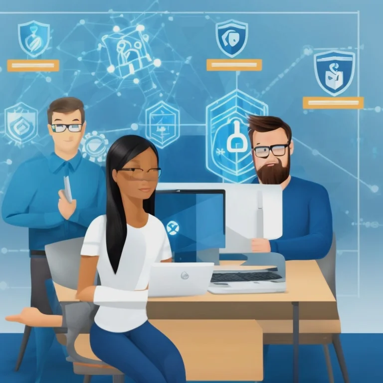 Dozent zeigt Cybersecurity Konzepte auf einem Bildschirm